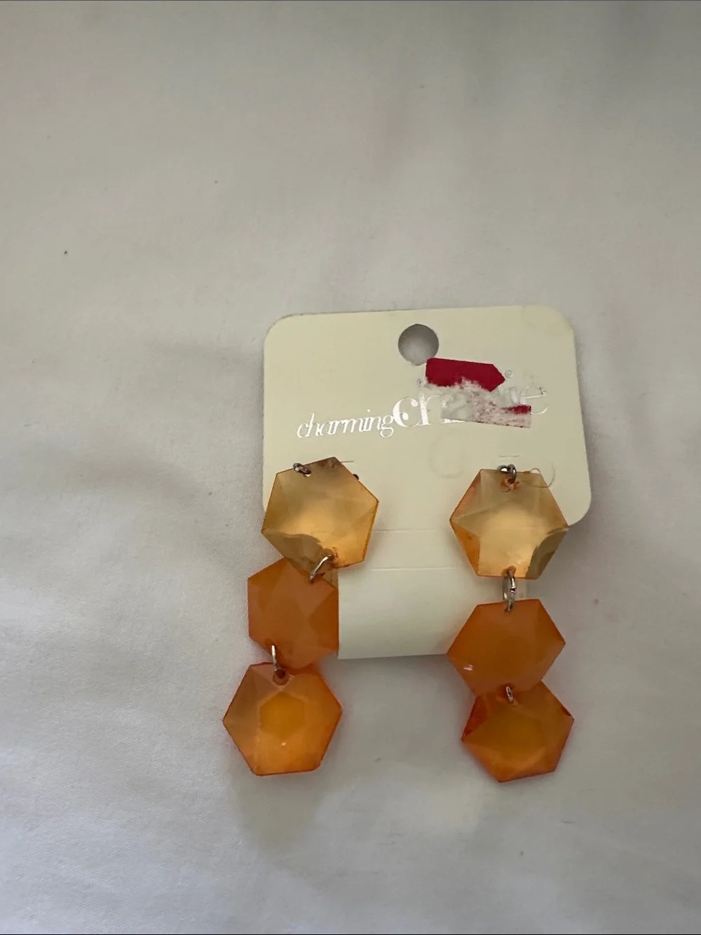 Charming Charlie Peach-Orange Beaded Necklace with Matching Earrings